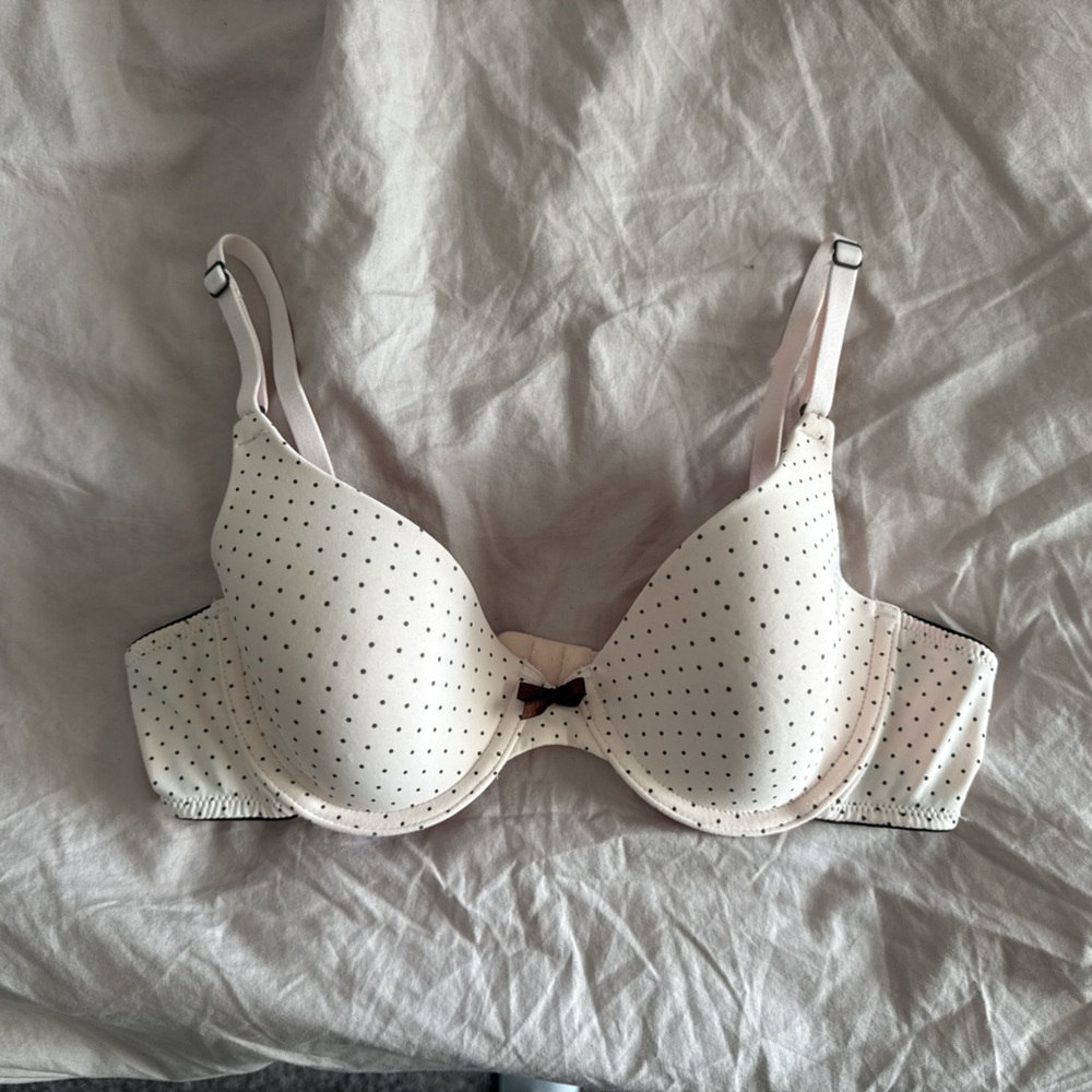 Pink Polka Dot Teardrop Bra with Bow